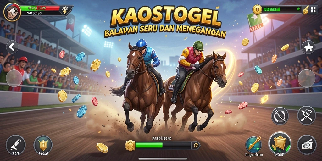 Tampilan gameplay KAOSTOGEL yang memukau saat balapan.
