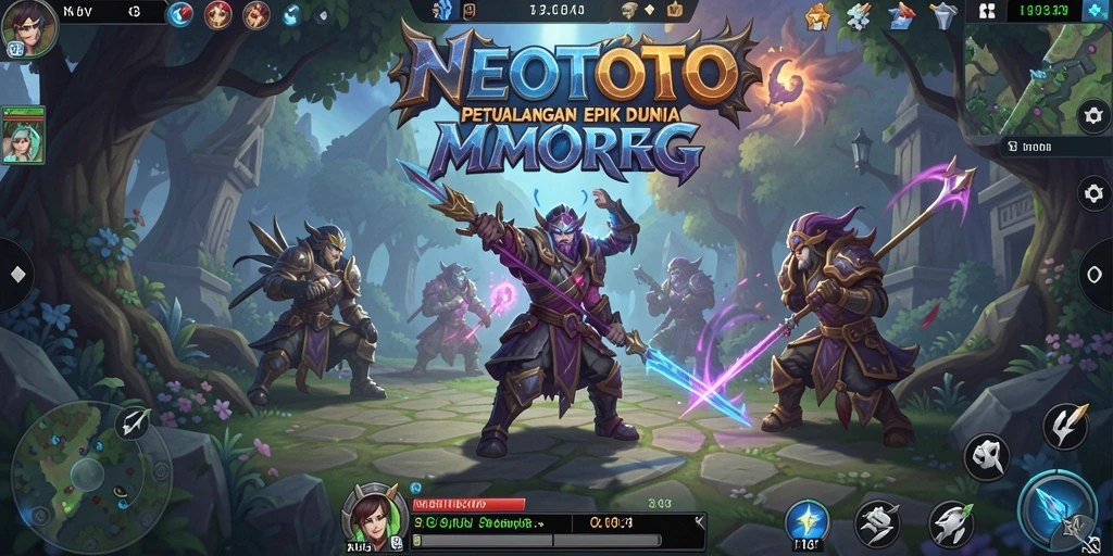Tampilan gameplay NEOTOTO dengan aksi pertempuran seru di dunia fantasi.