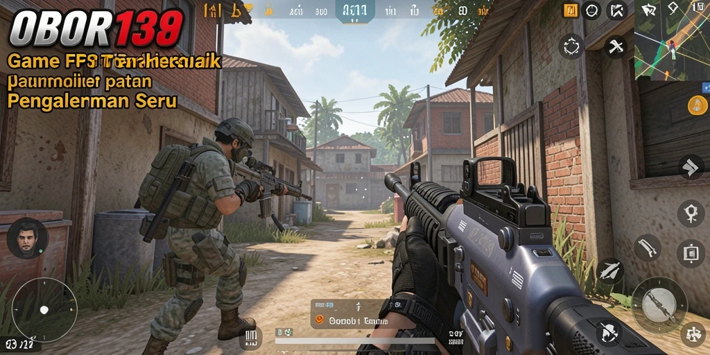 Tampilan gameplay mendebarkan dari OBOR138 dalam pertempuran FPS.