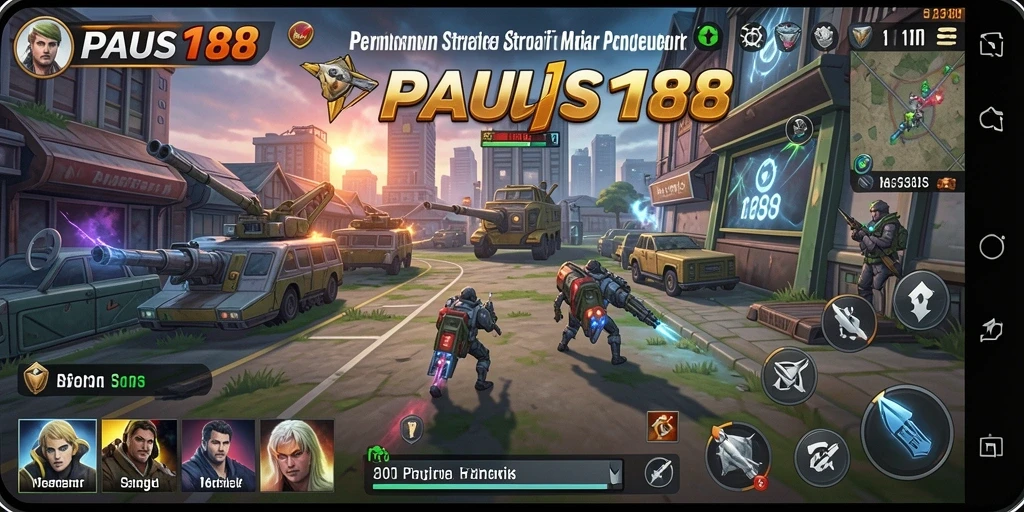 Screenshot game PAUS188 menampilkan pertempuran taktis yang intens.