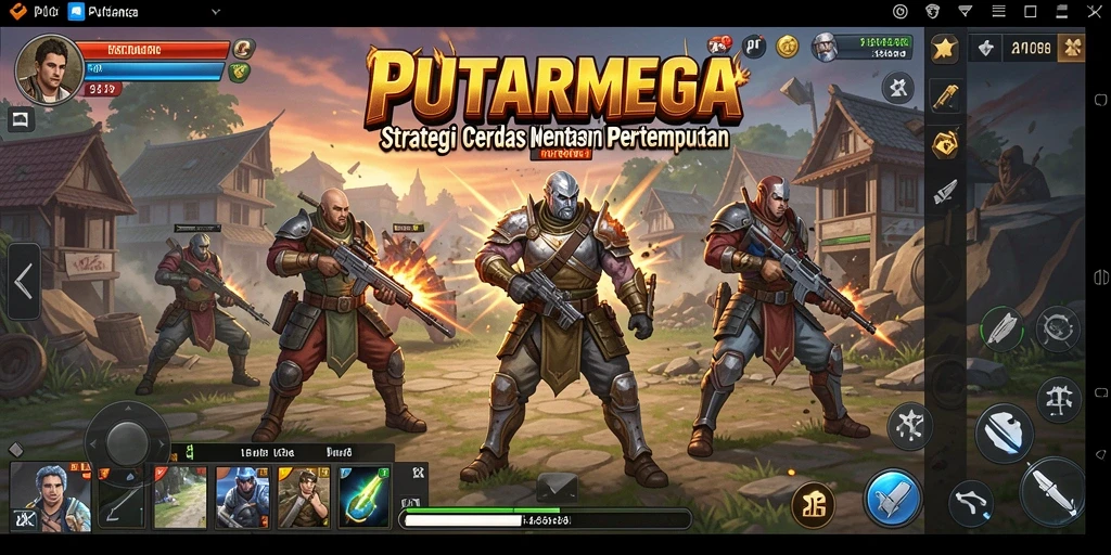 Screenshot utama PUTARMEGA menampilkan pertempuran strategis yang seru.