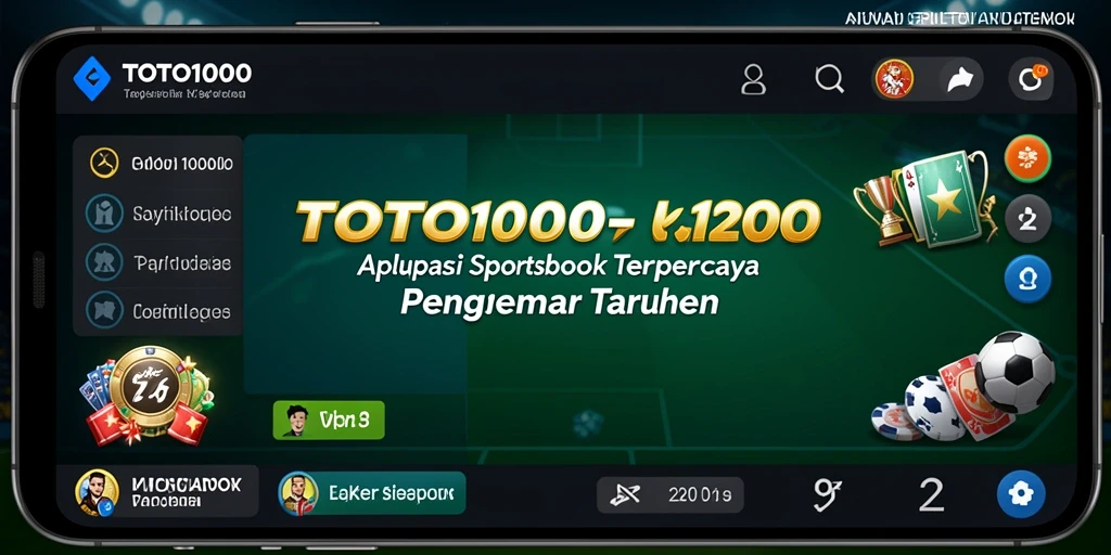 Tampilan antarmuka aplikasi TOTO1000 dengan pilihan taruhan Sportsbook.